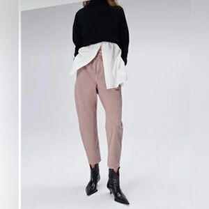 Zara - Pink Paper bag Waist High Rise Pants - Medium - NWOT